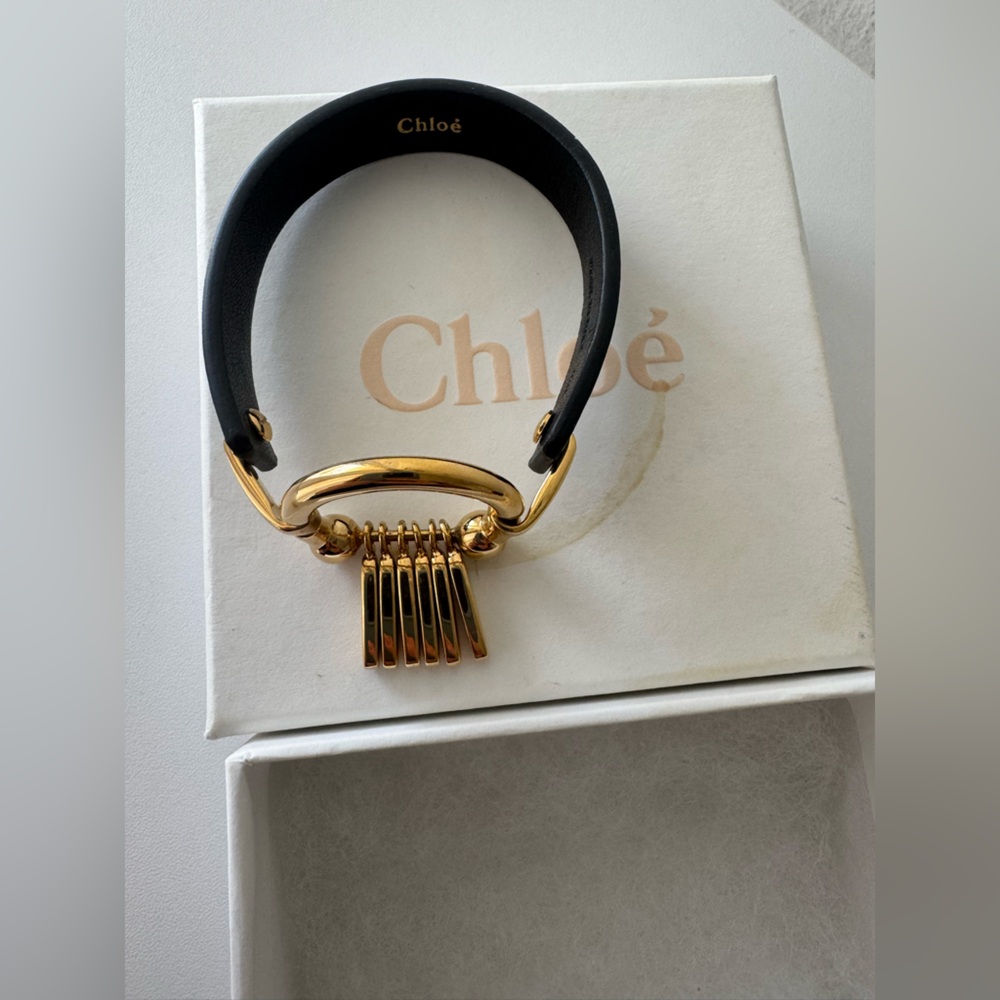NIB Chloé Marin Fringe Black Leather Bracelet - Size M/L - NEVER WORN
